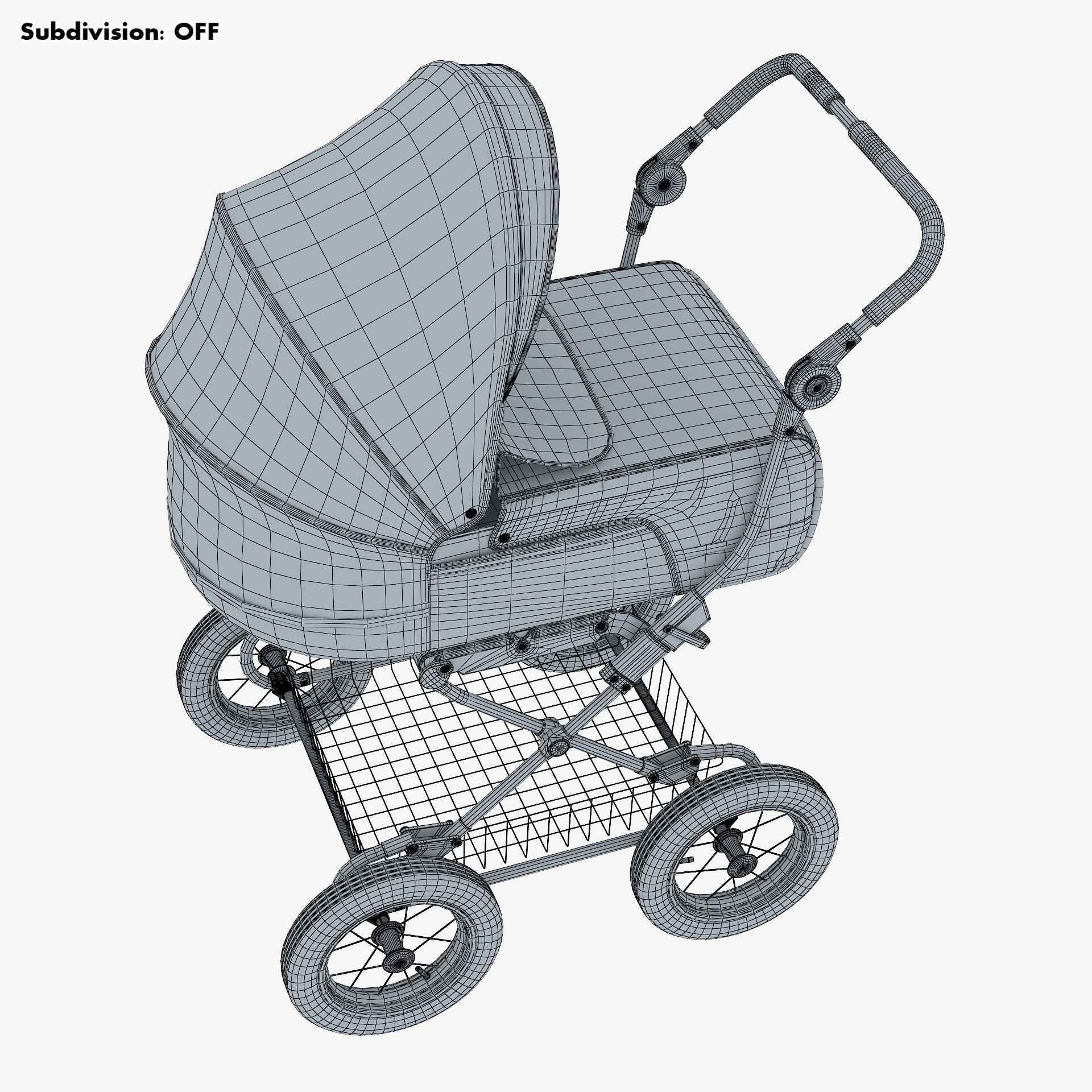 Baby Stroller Blue v 1 3D model_17
