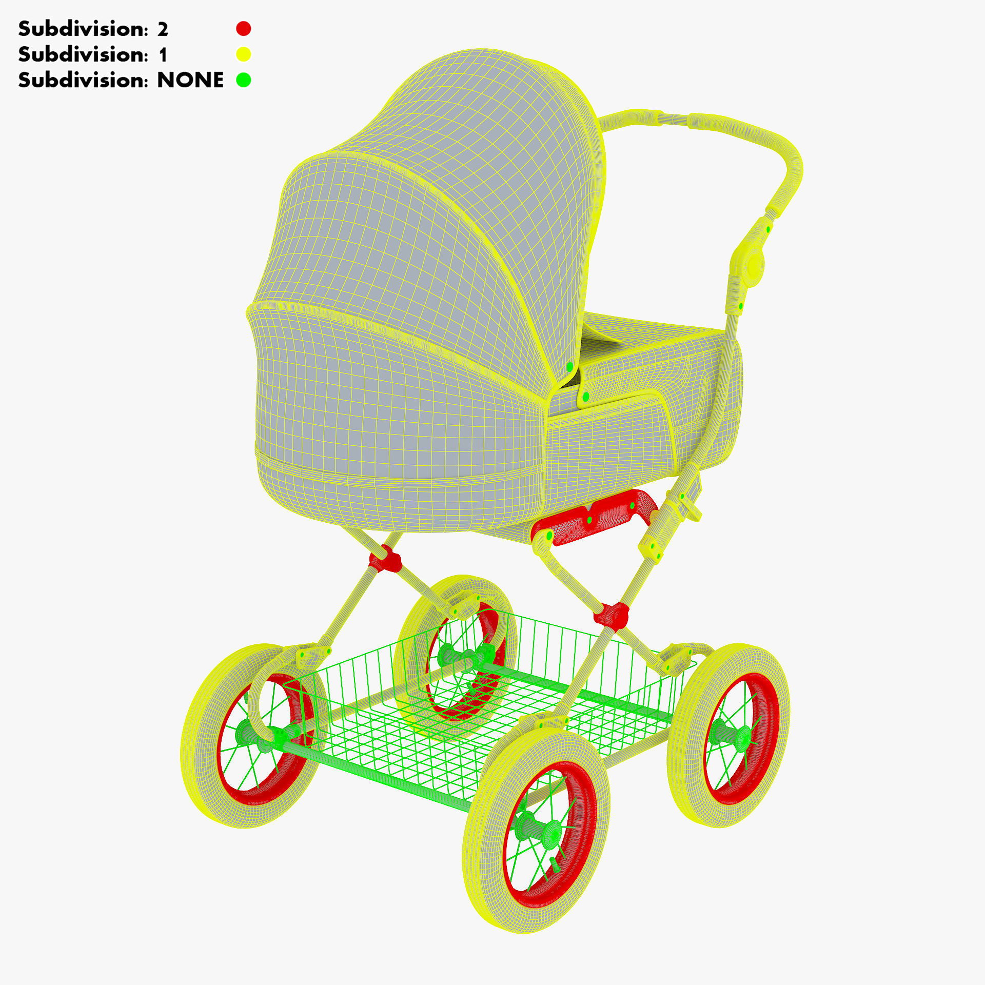 Baby Stroller Blue v 1 3D model_34