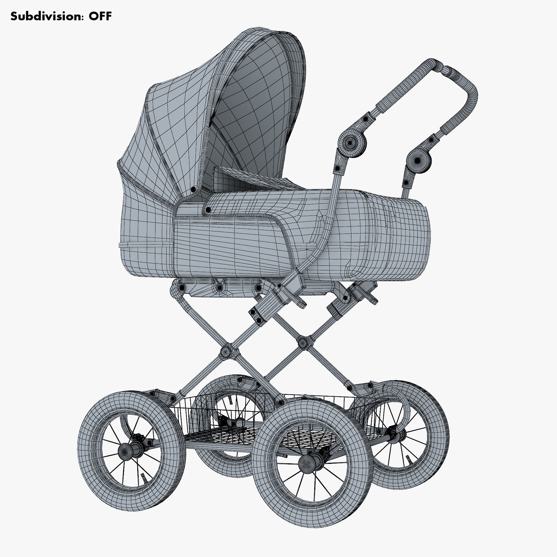 Baby Stroller Blue v 1 3D model_15