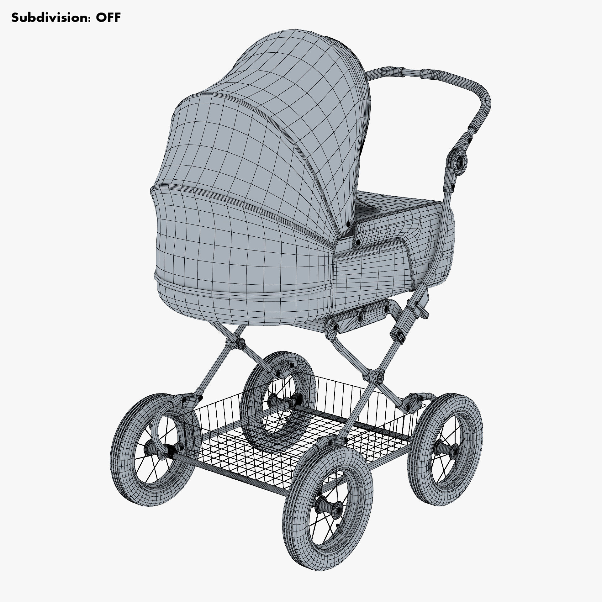 Baby Stroller Blue v 1 3D model_13