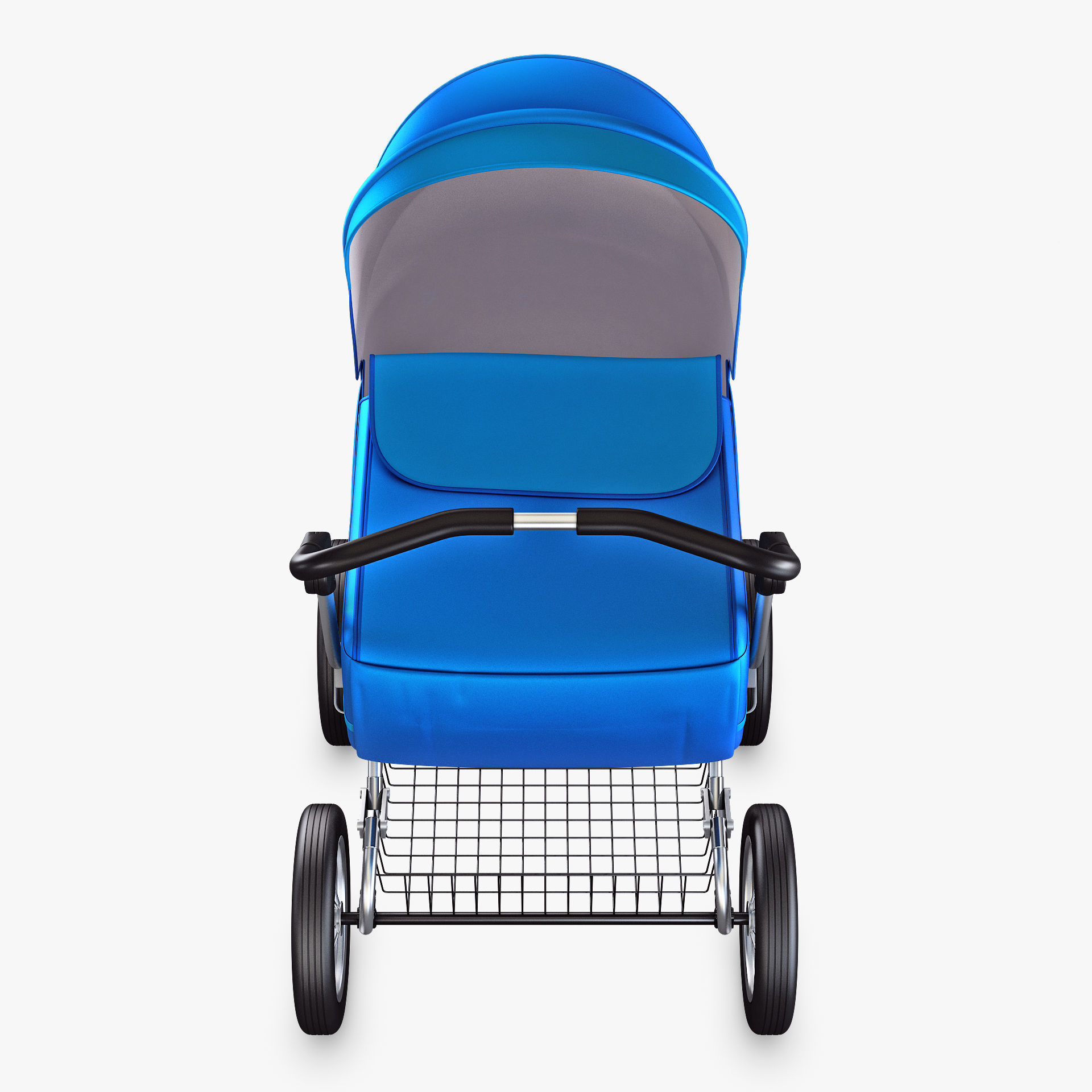 Baby Stroller Blue v 1 3D model_7