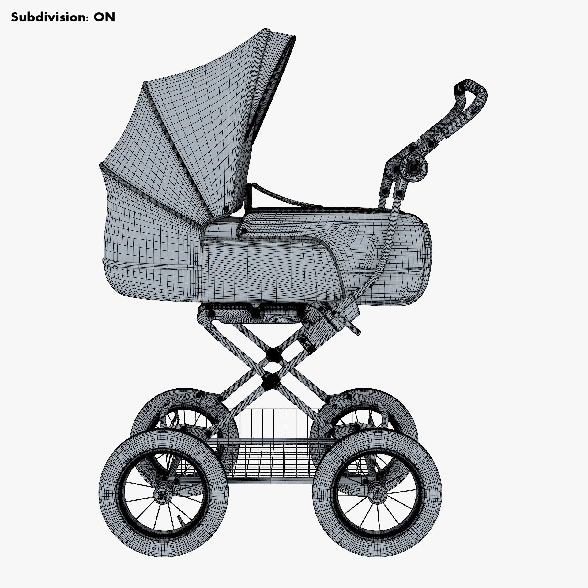 Baby Stroller Blue v 1 3D model_20