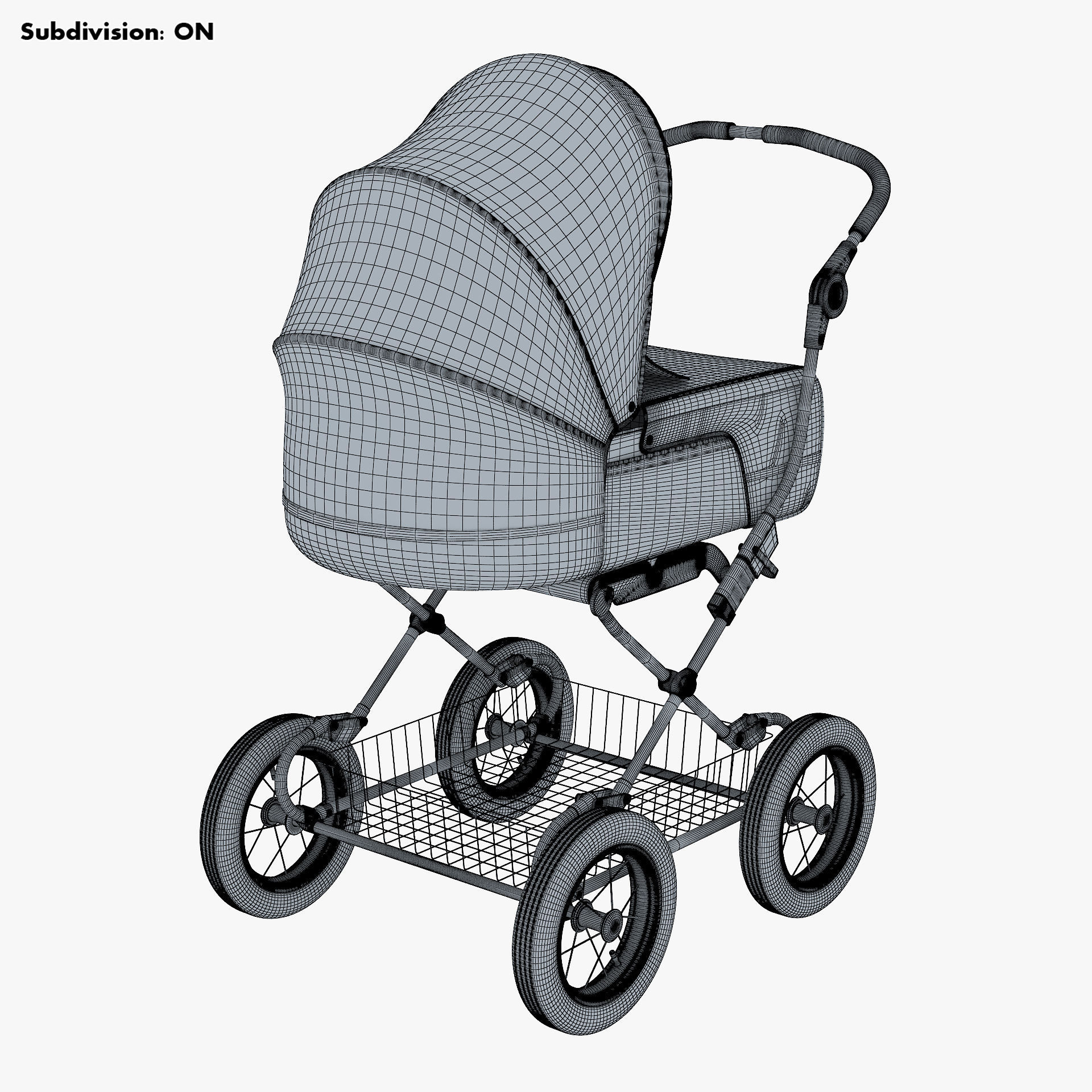 Baby Stroller Blue v 1 3D model_12