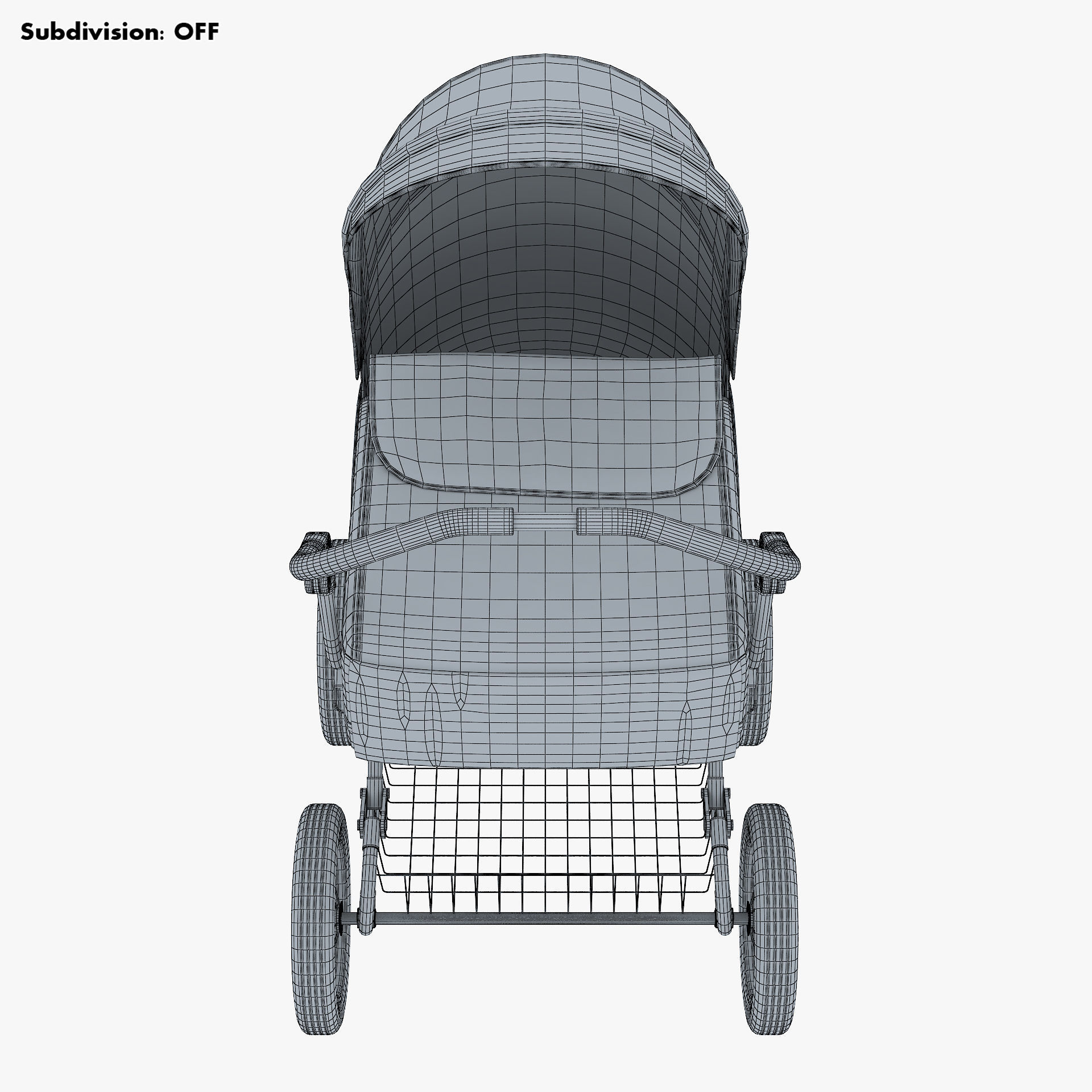 Baby Stroller Blue v 1 3D model_25