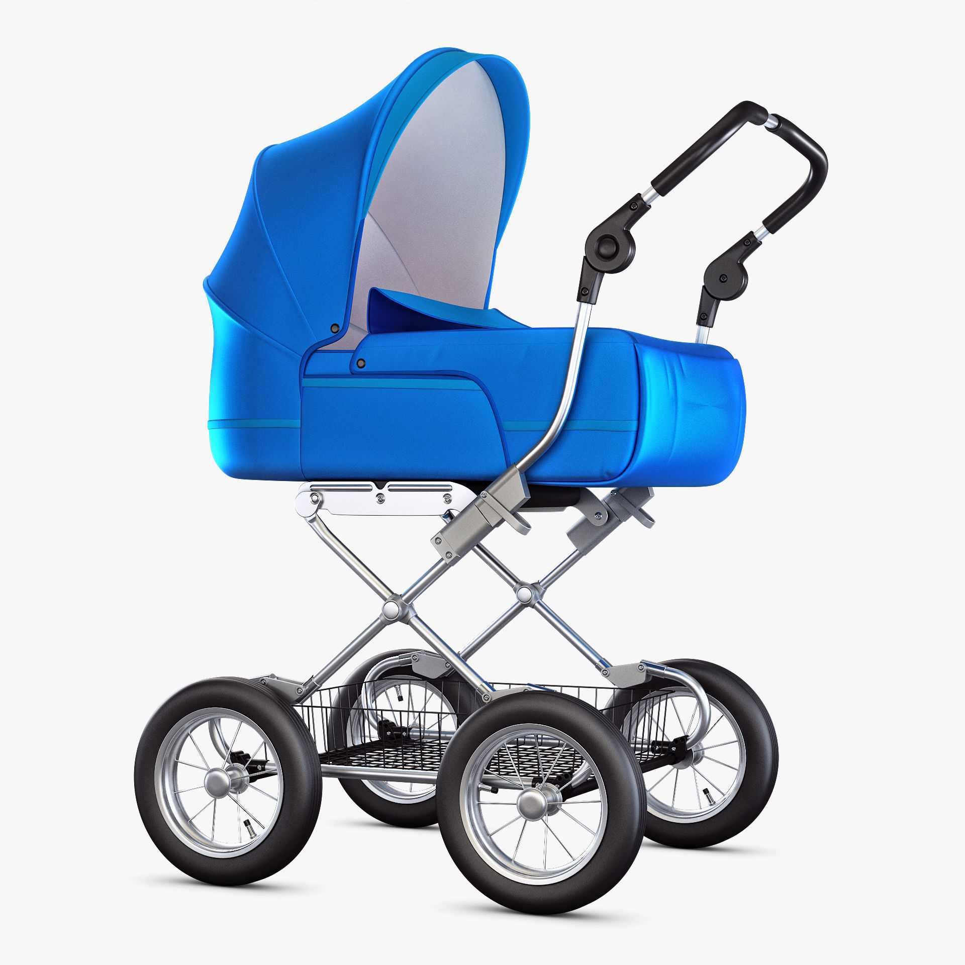Baby Stroller Blue v 1 3D model_2