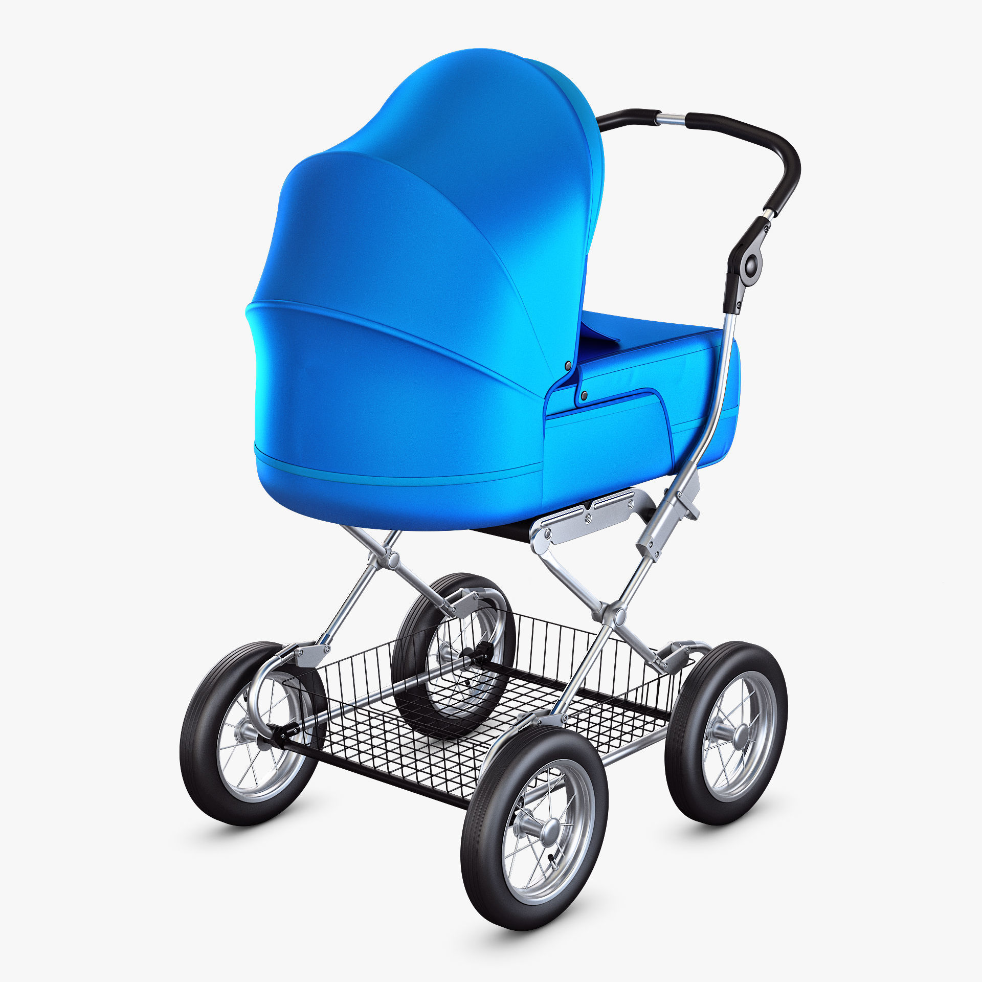 Baby Stroller Blue v 1 3D model_1