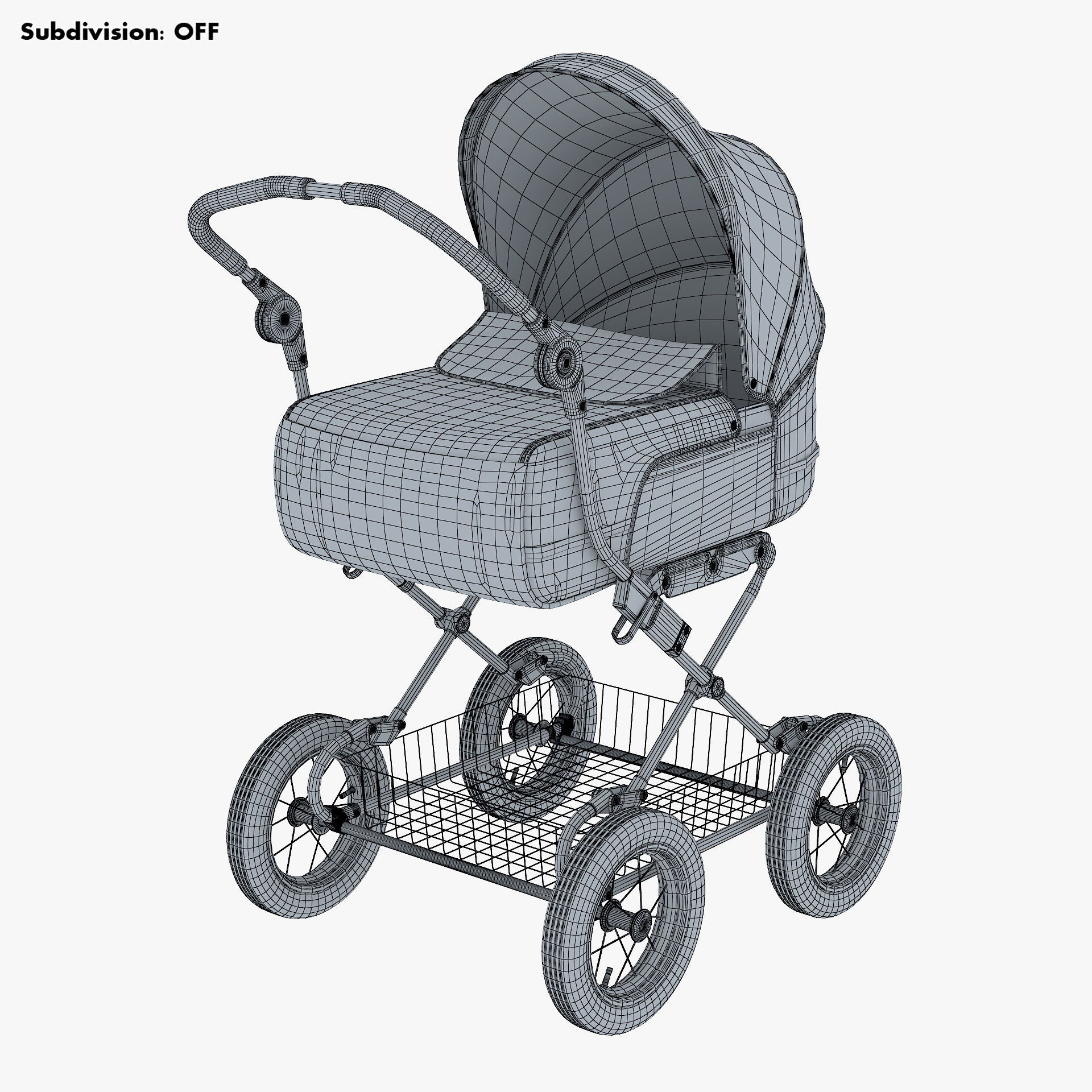 Baby Stroller Blue v 1 3D model_11