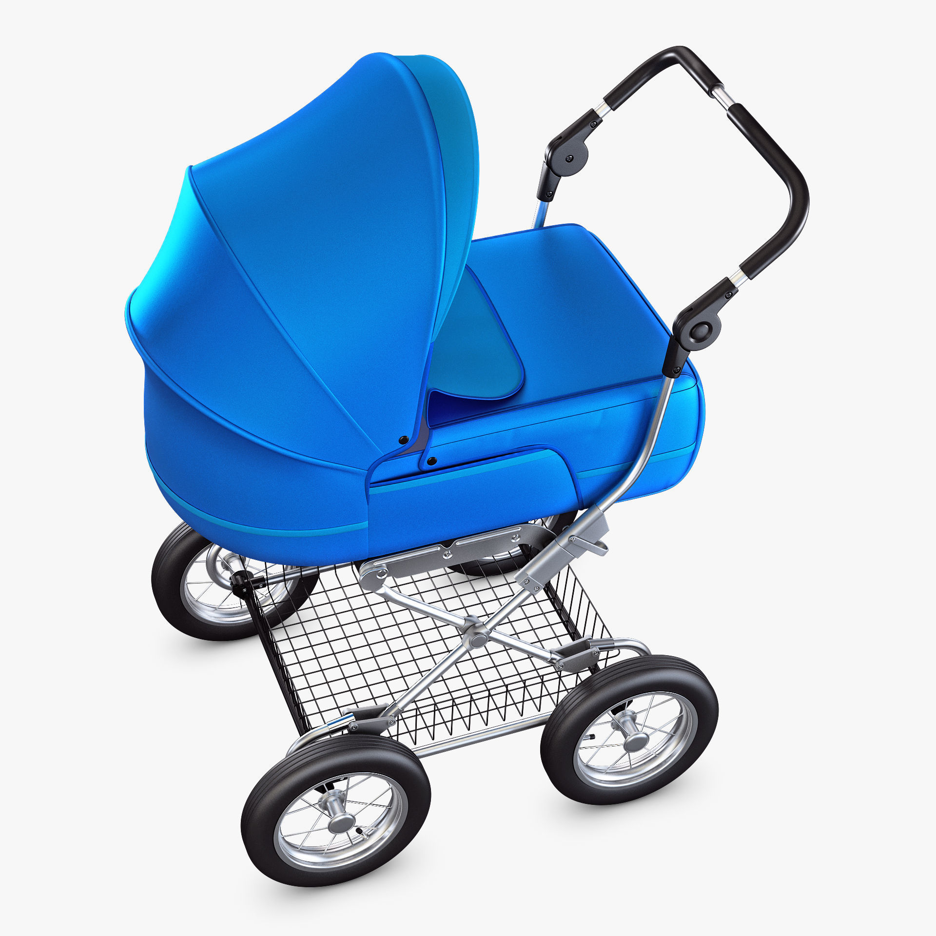 Baby Stroller Blue v 1 3D model_3