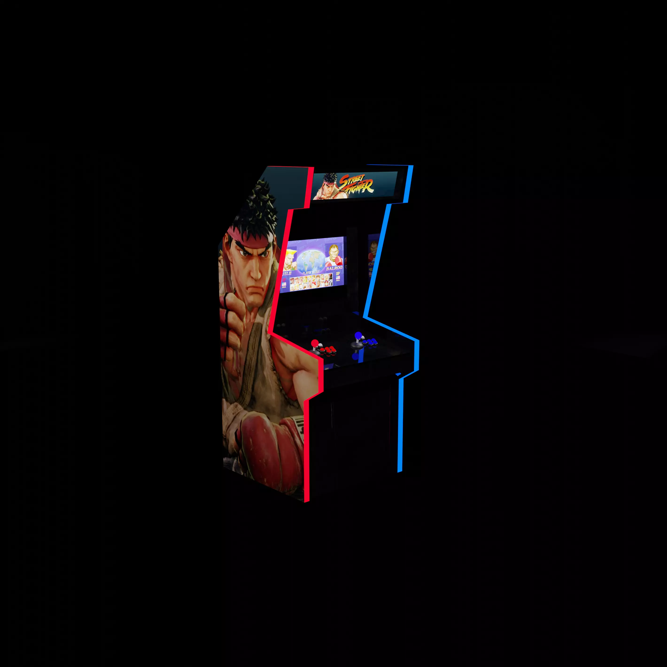 Street Fighter Arcade Machine Simple Free 3D model