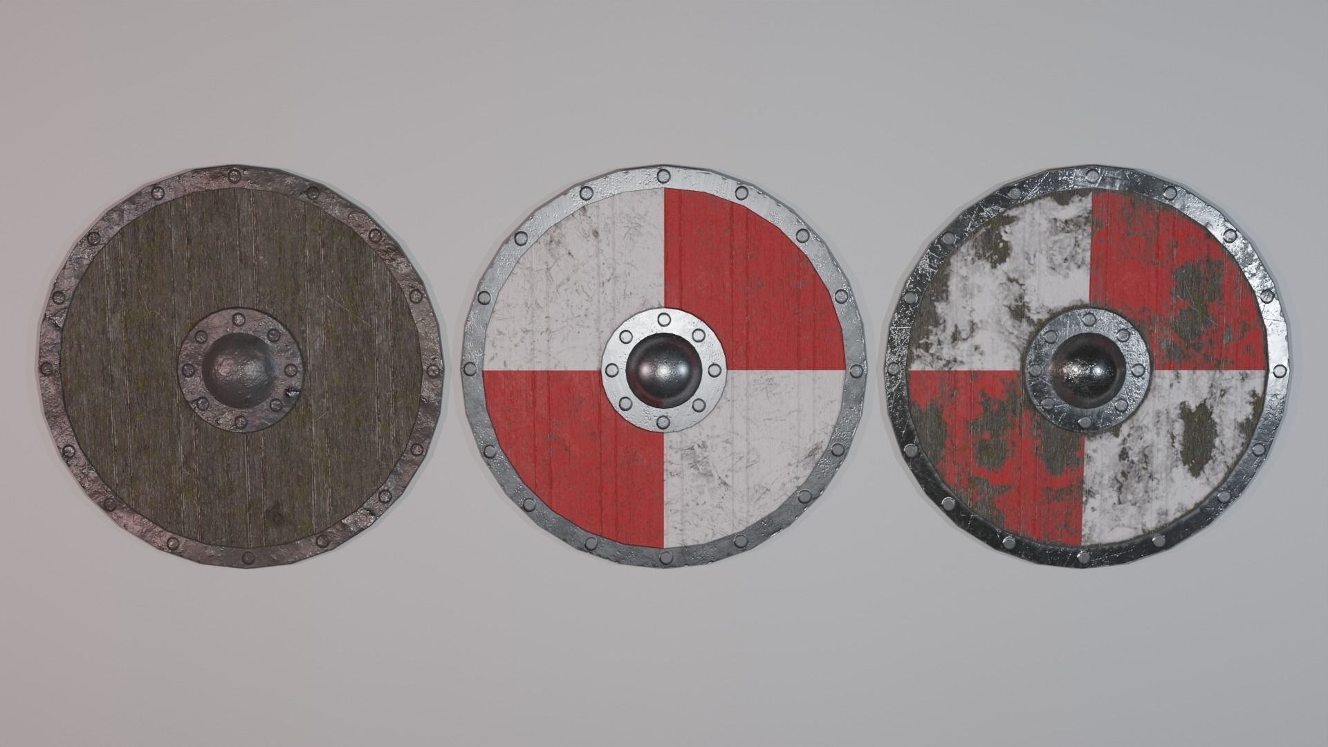 Round Shield Pack Low-poly 3D model_1