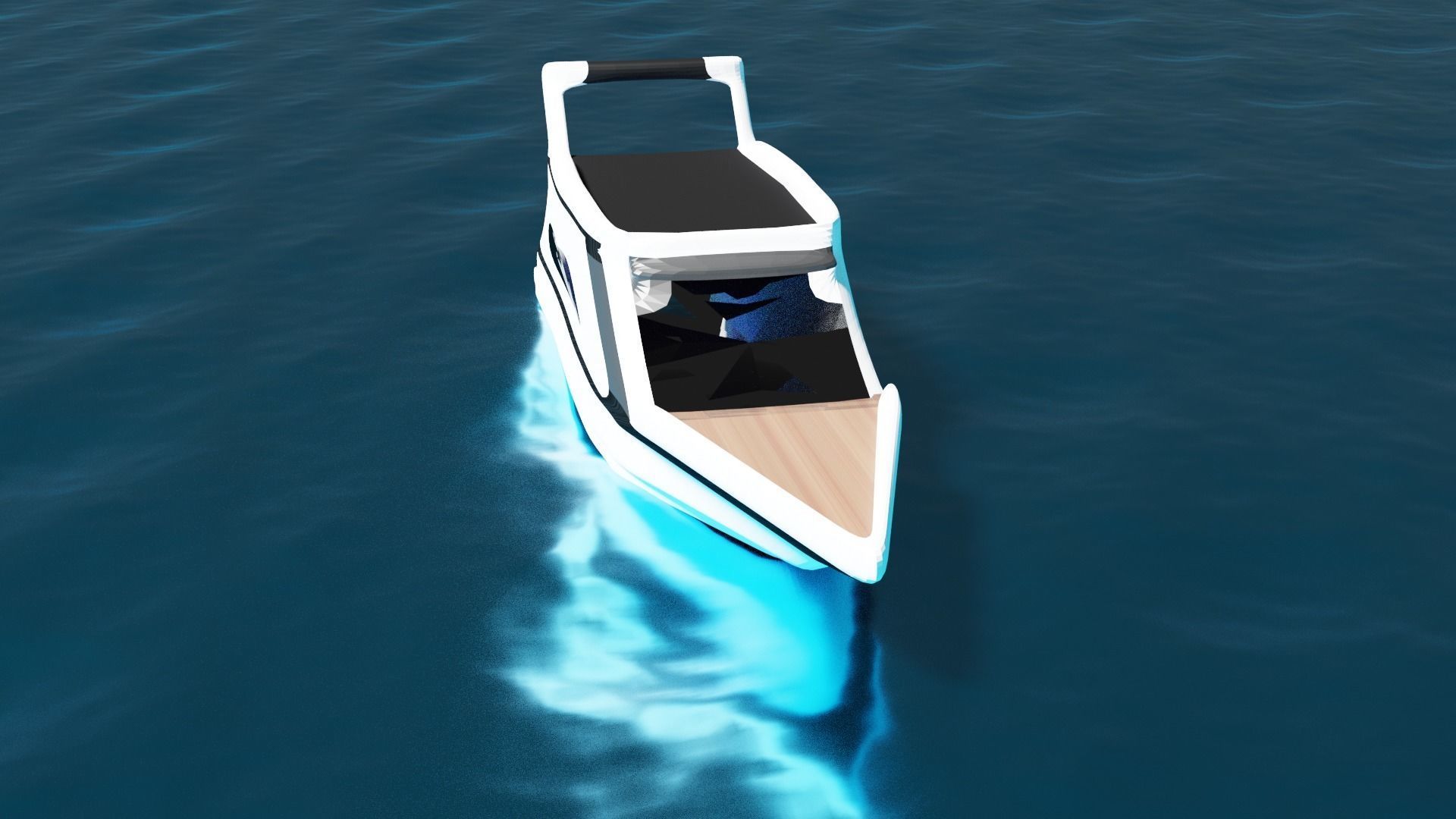 Yacht 3d model boat in water Low-poly 3D model_2