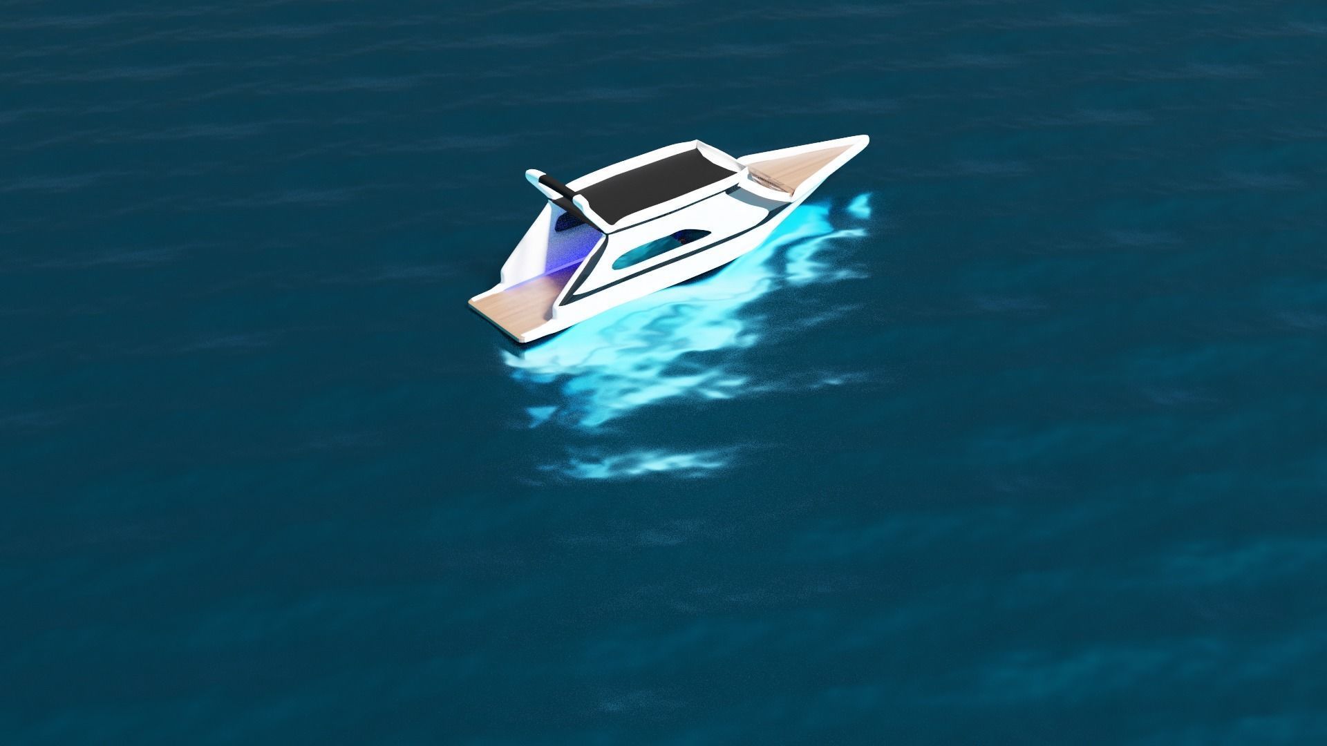 Yacht 3d model boat in water Low-poly 3D model_4