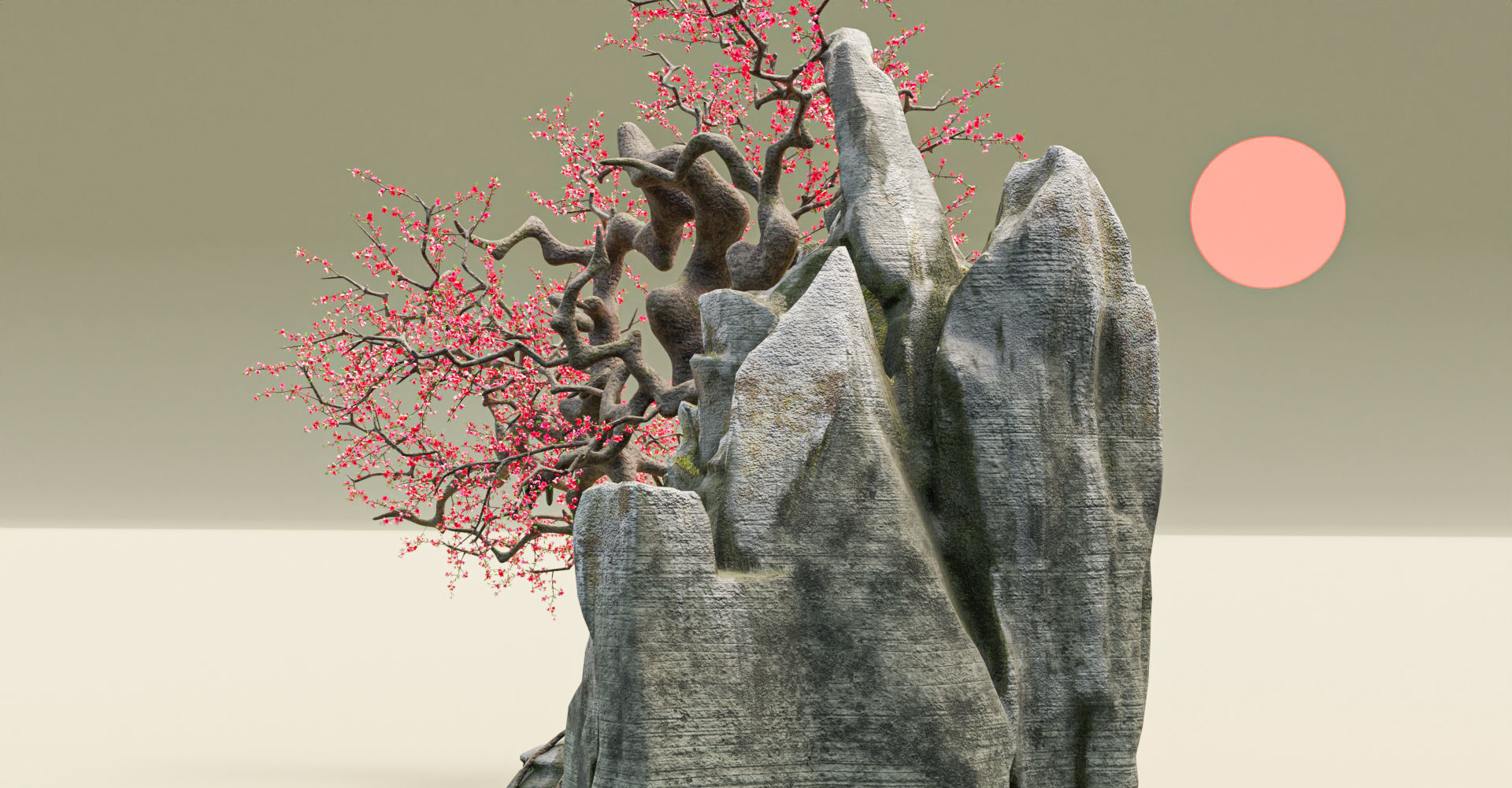 Old Peach Blossom Tree 3D model_5