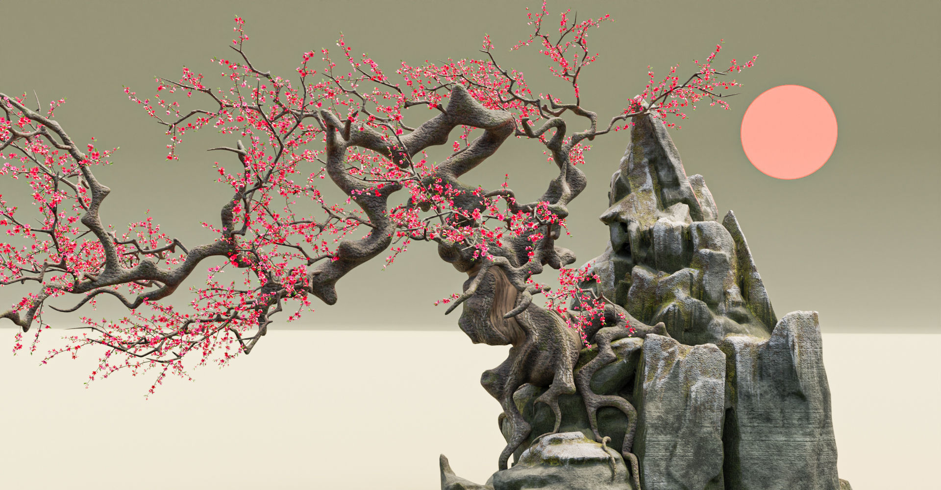 Old Peach Blossom Tree 3D model_3