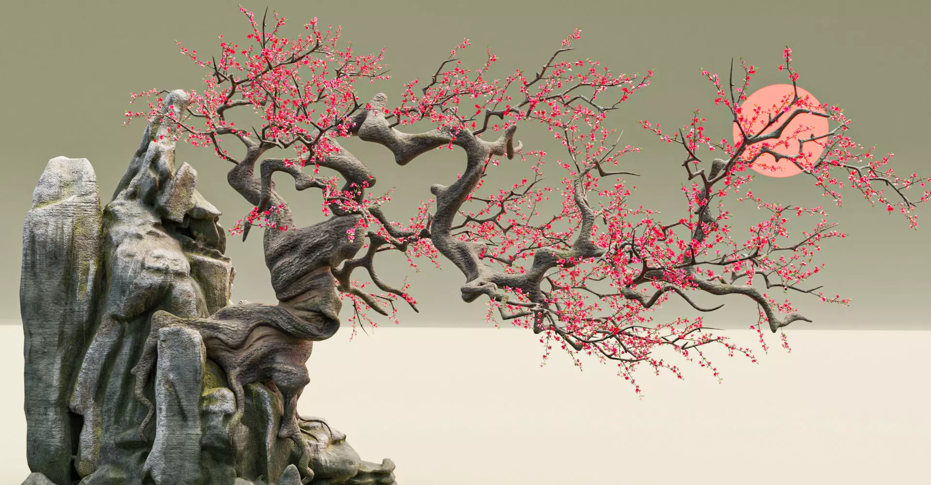 Old Peach Blossom Tree 3D model_0