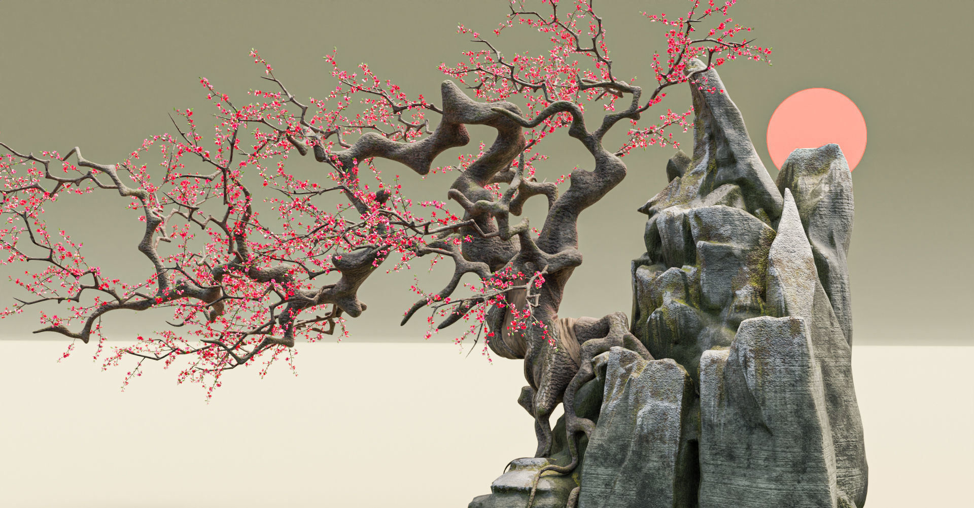 Old Peach Blossom Tree 3D model_4
