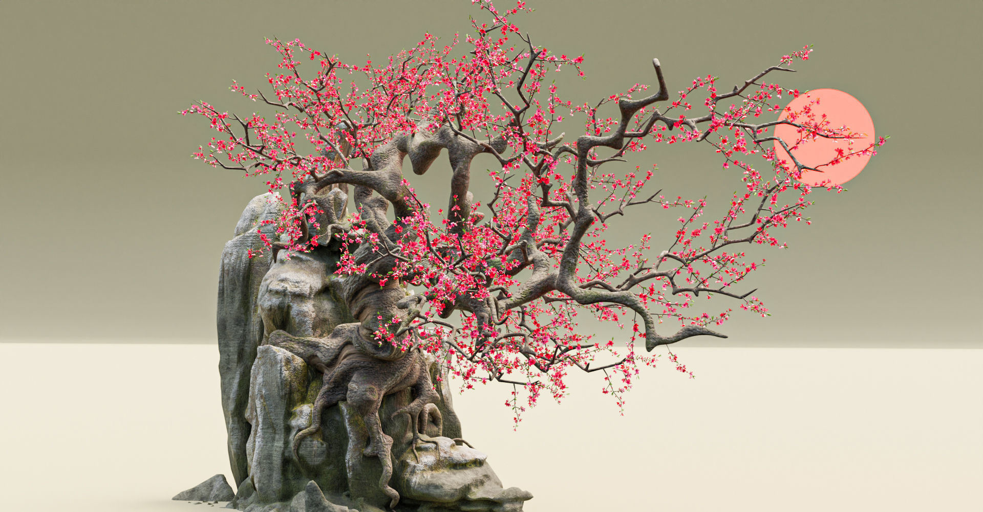 Old Peach Blossom Tree 3D model_1