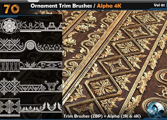 70 Ornament Trim Brushes  Vol 01 Texture