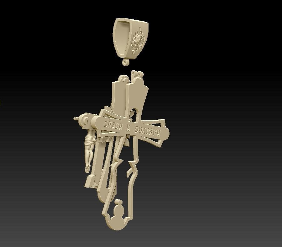 Cross orthodox white gold necklace for men 3D print model_8