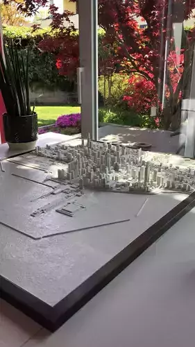 3D Chicago Map City Art Landmark Model of Chicago Skyline Art