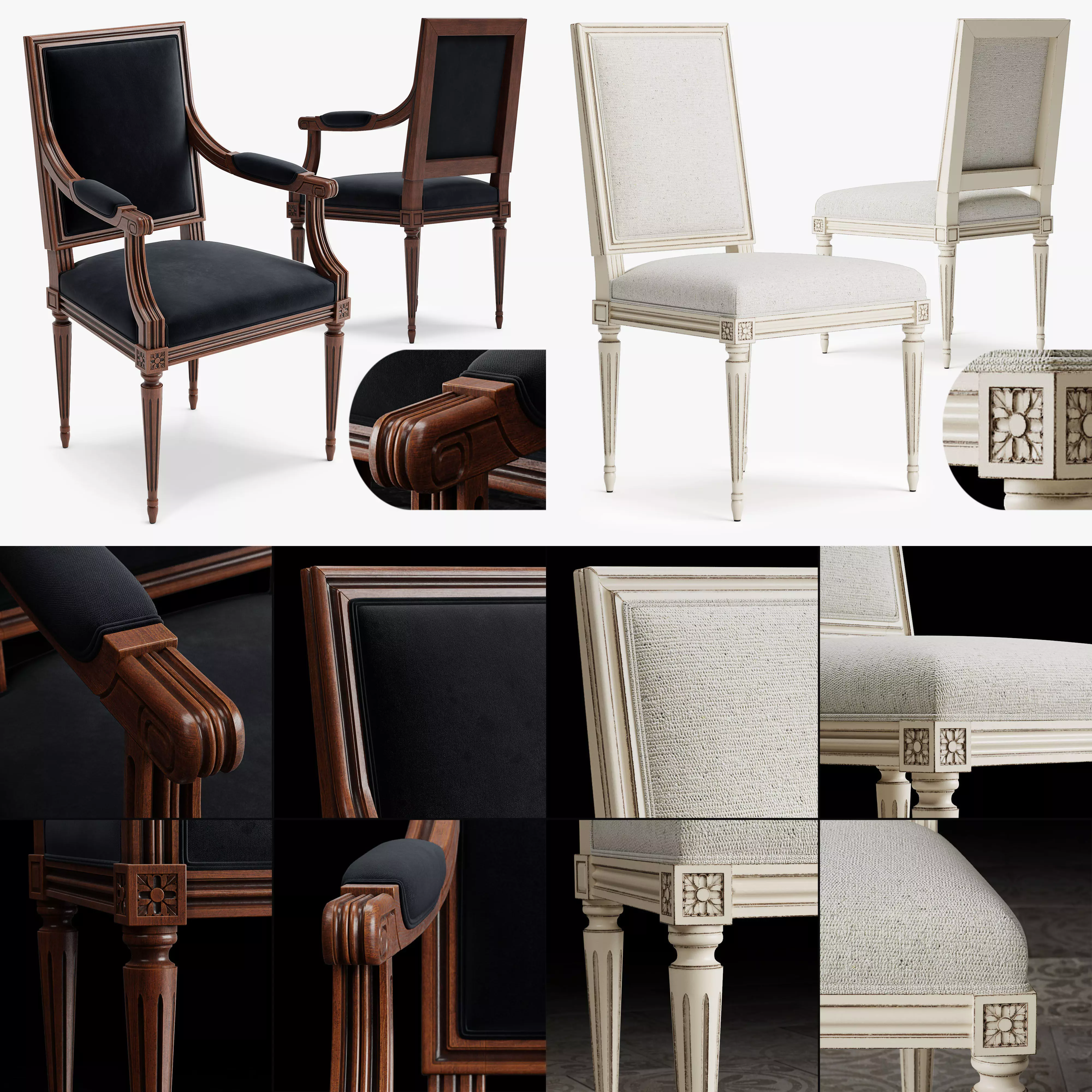 Chairs Louis XVI 3D Model Collection_0