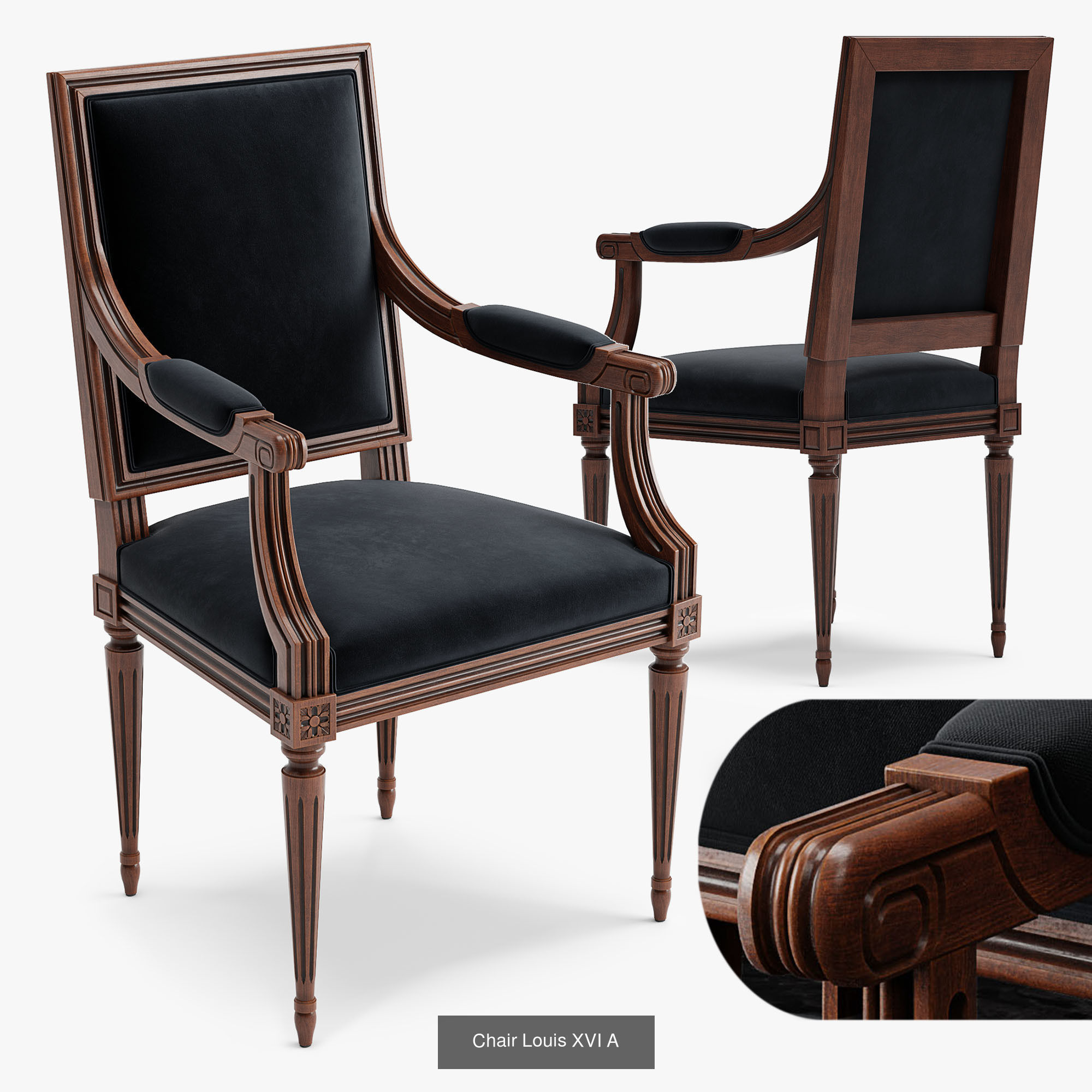 Chairs Louis XVI 3D Model Collection_1