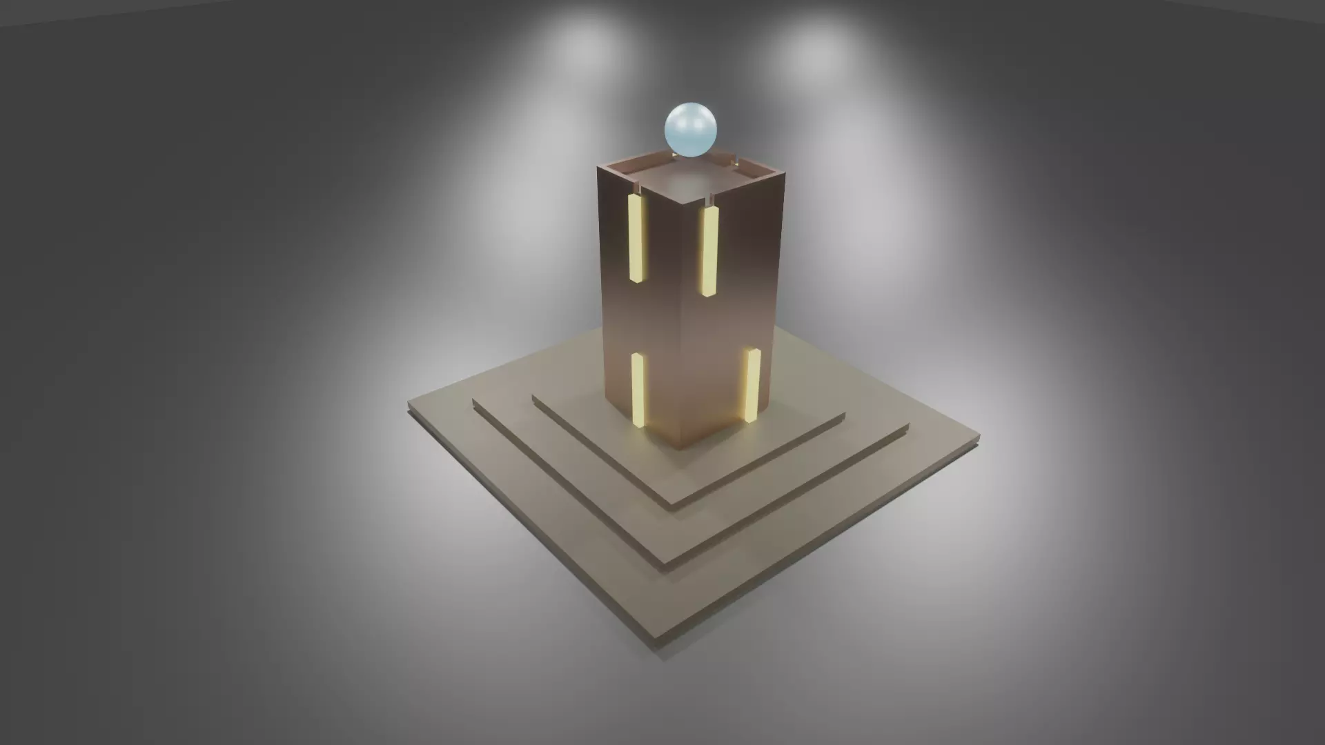Cube-Cubo tower with light on top Low-poly 3D model