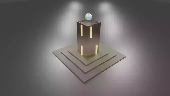 Cube-Cubo tower with light on top Low-poly 3D model