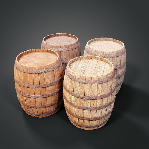 Medieval barrels Low-poly 3D model