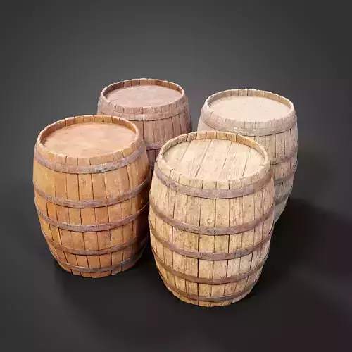 Medieval barrels Low-poly 3D model