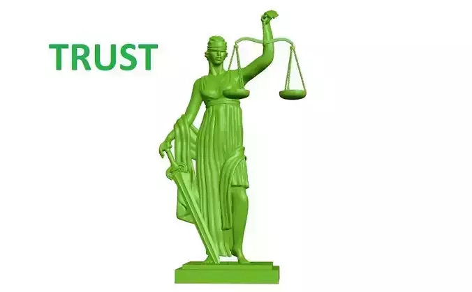 TRUST statue of justice