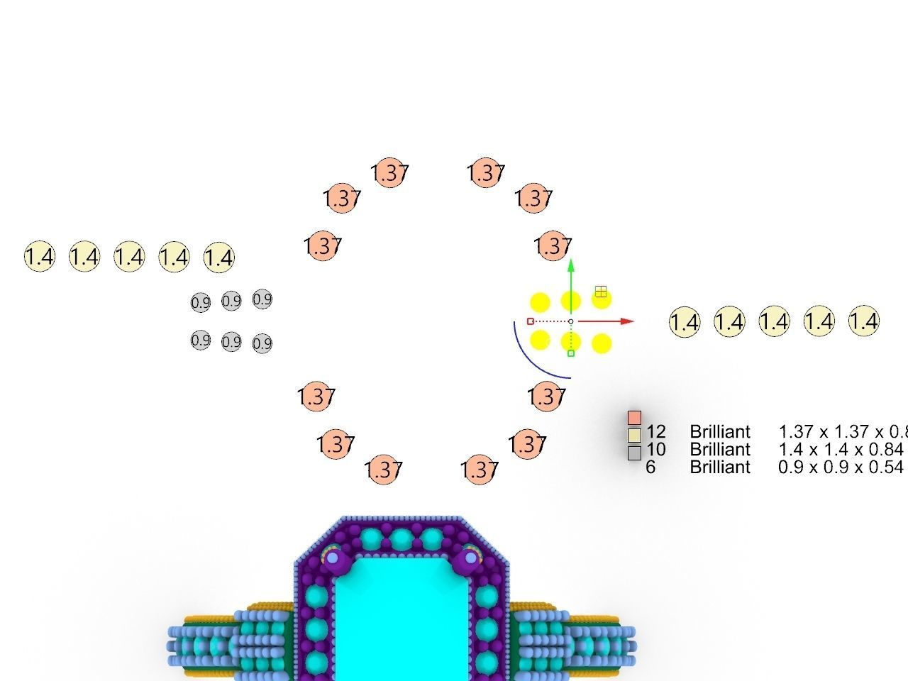 emerald cut elevated ring all parts stl files verified 3D print model_7