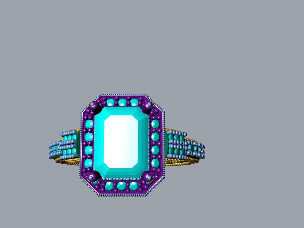 emerald cut elevated ring all parts stl files verified 3D print model_19