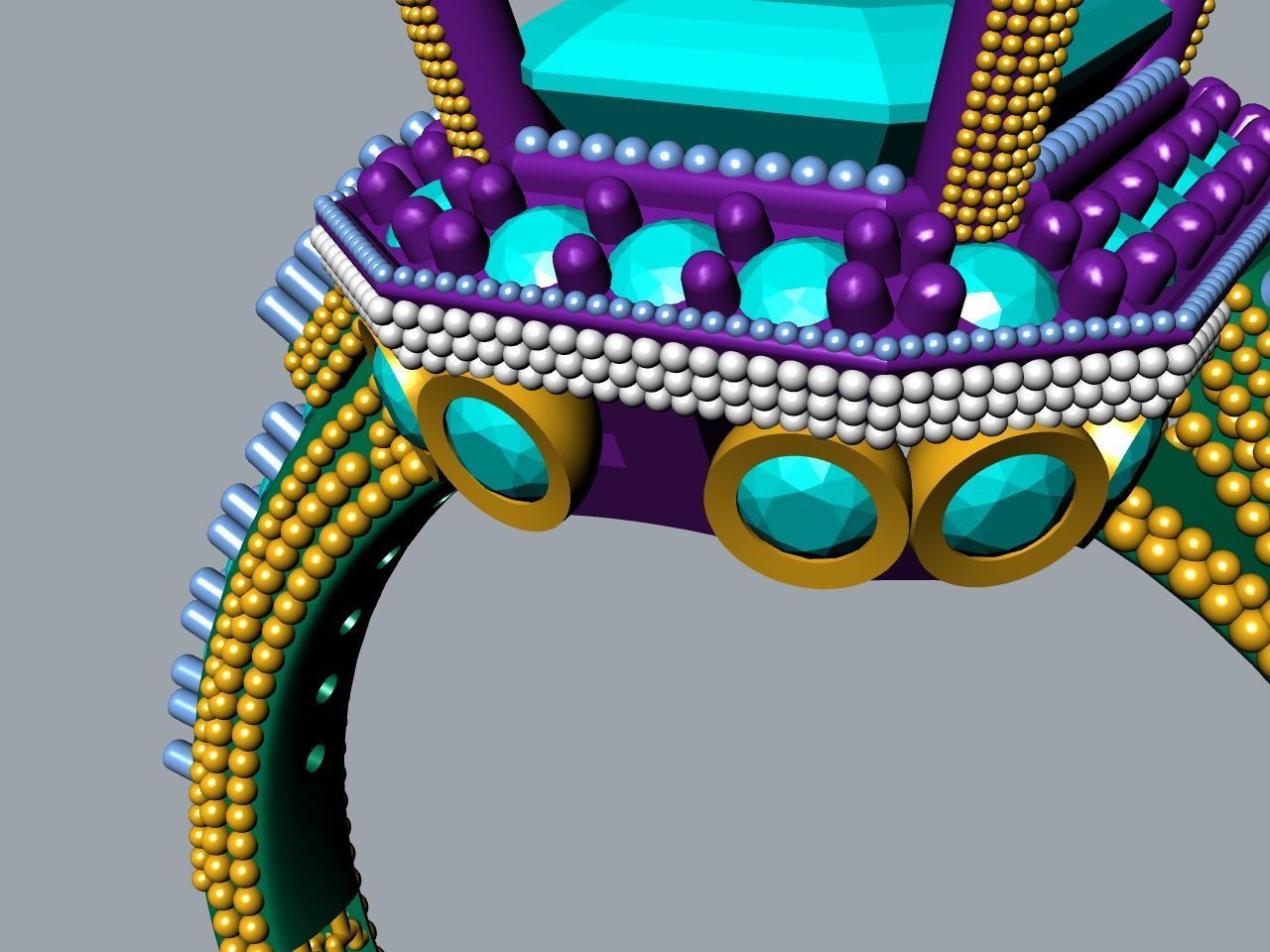 emerald cut elevated ring all parts stl files verified 3D print model_23