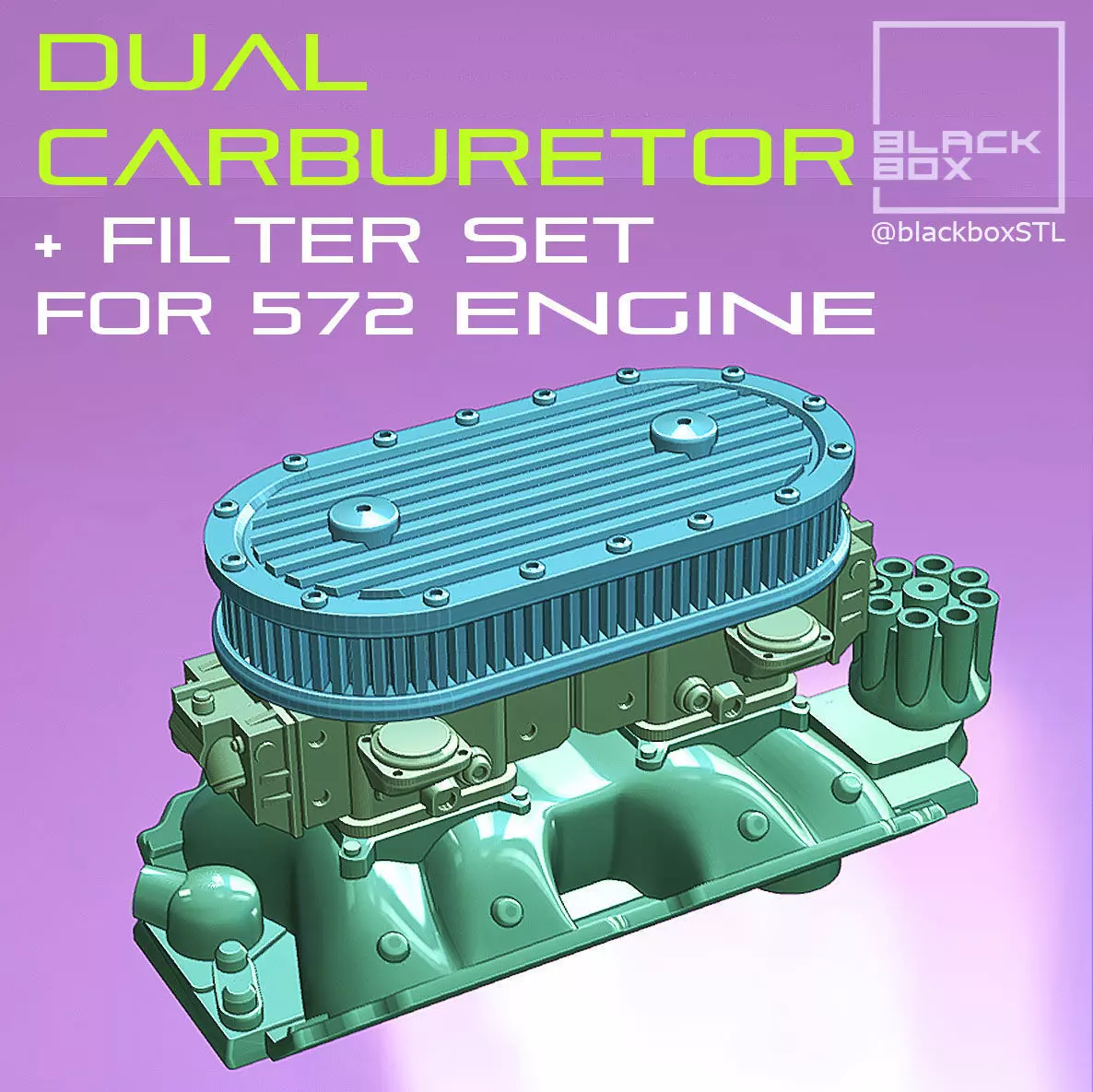 Dual Carburetor set with filters for 572 ENGINE 1-24th 3D print model