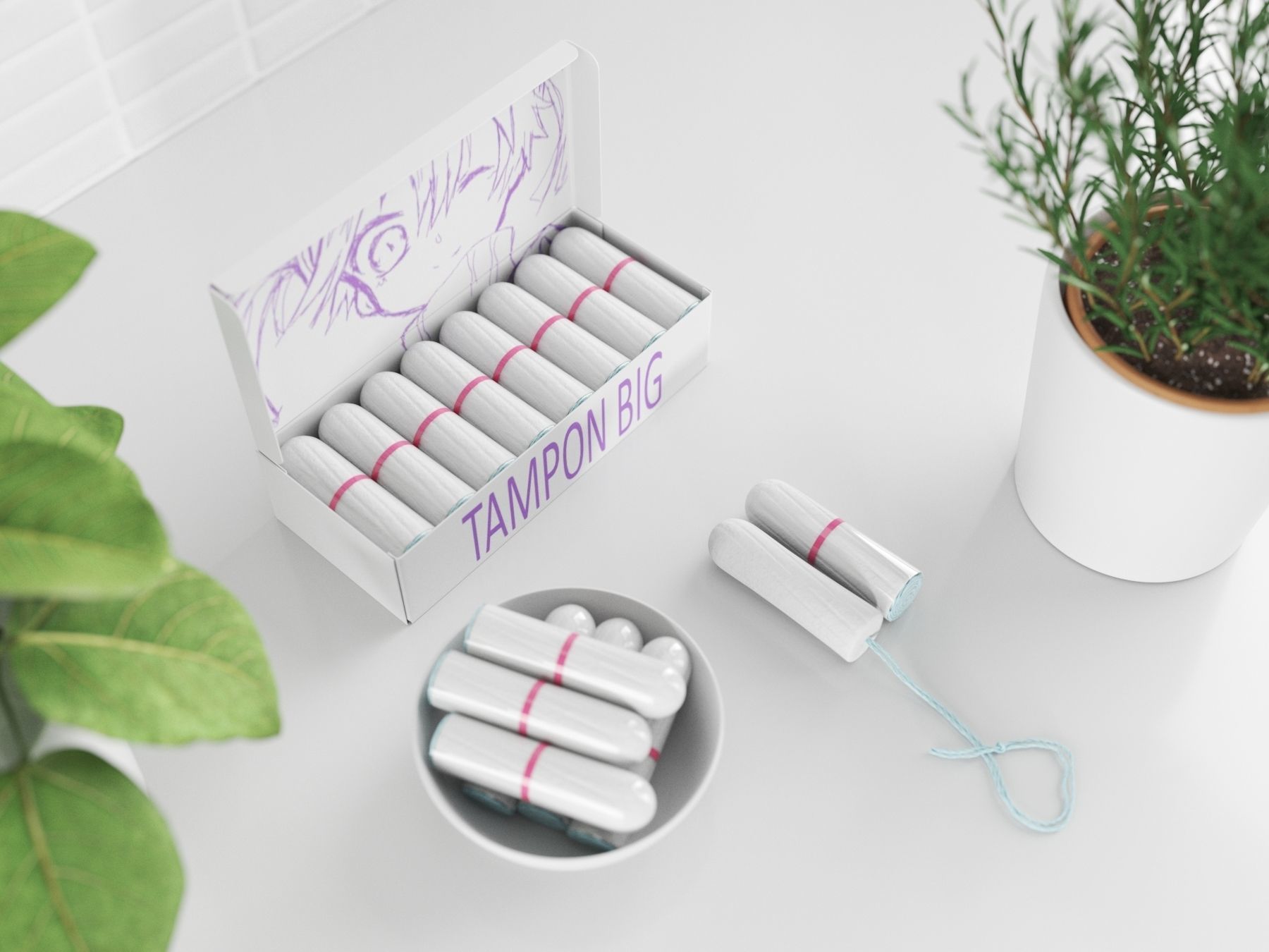 tampon big set 3D model_5