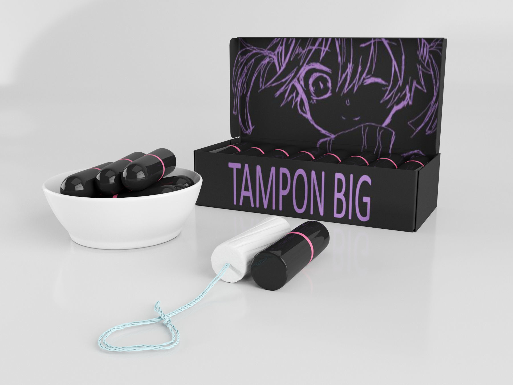 tampon big set 3D model_2