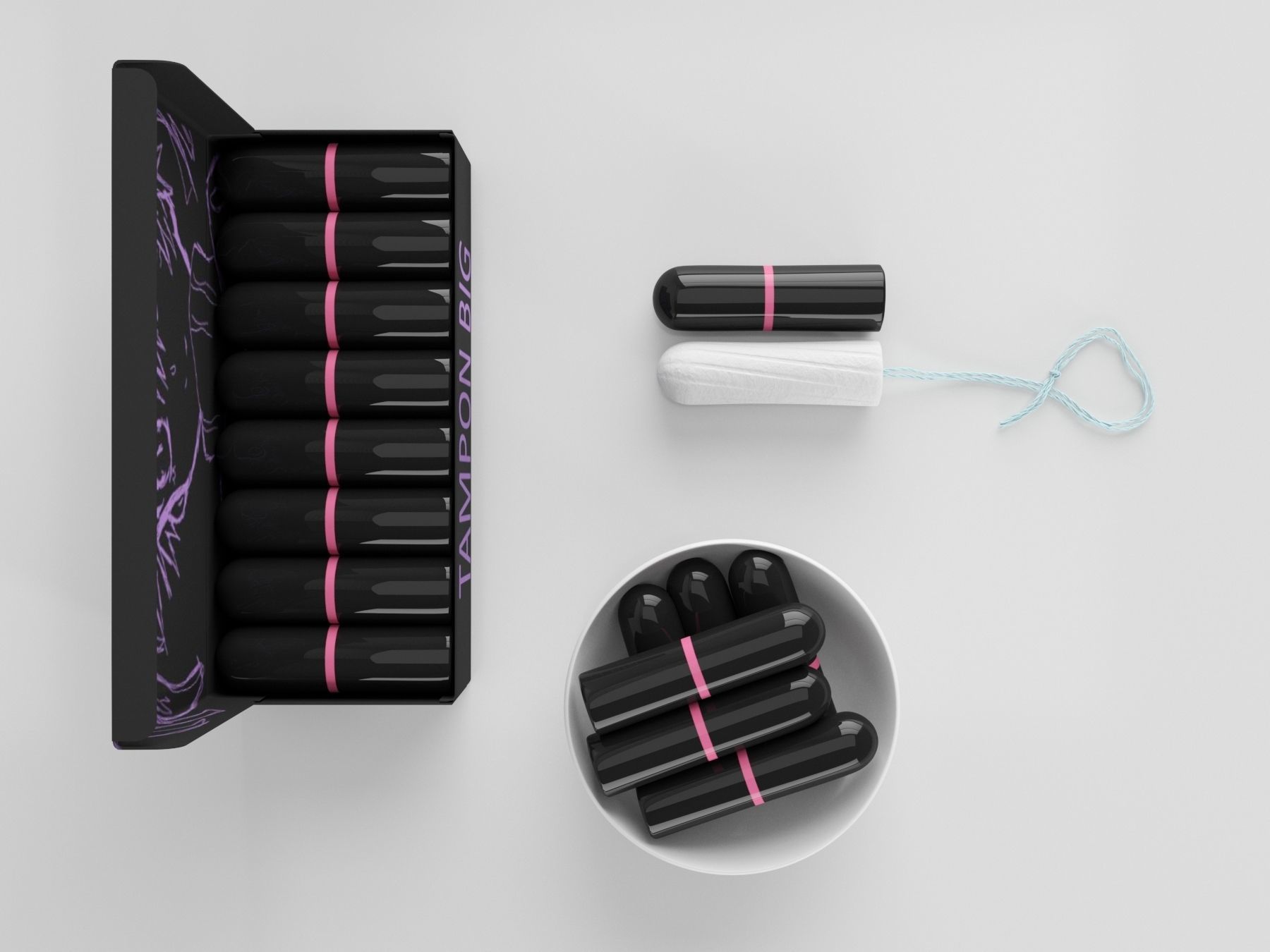 tampon big set 3D model_12