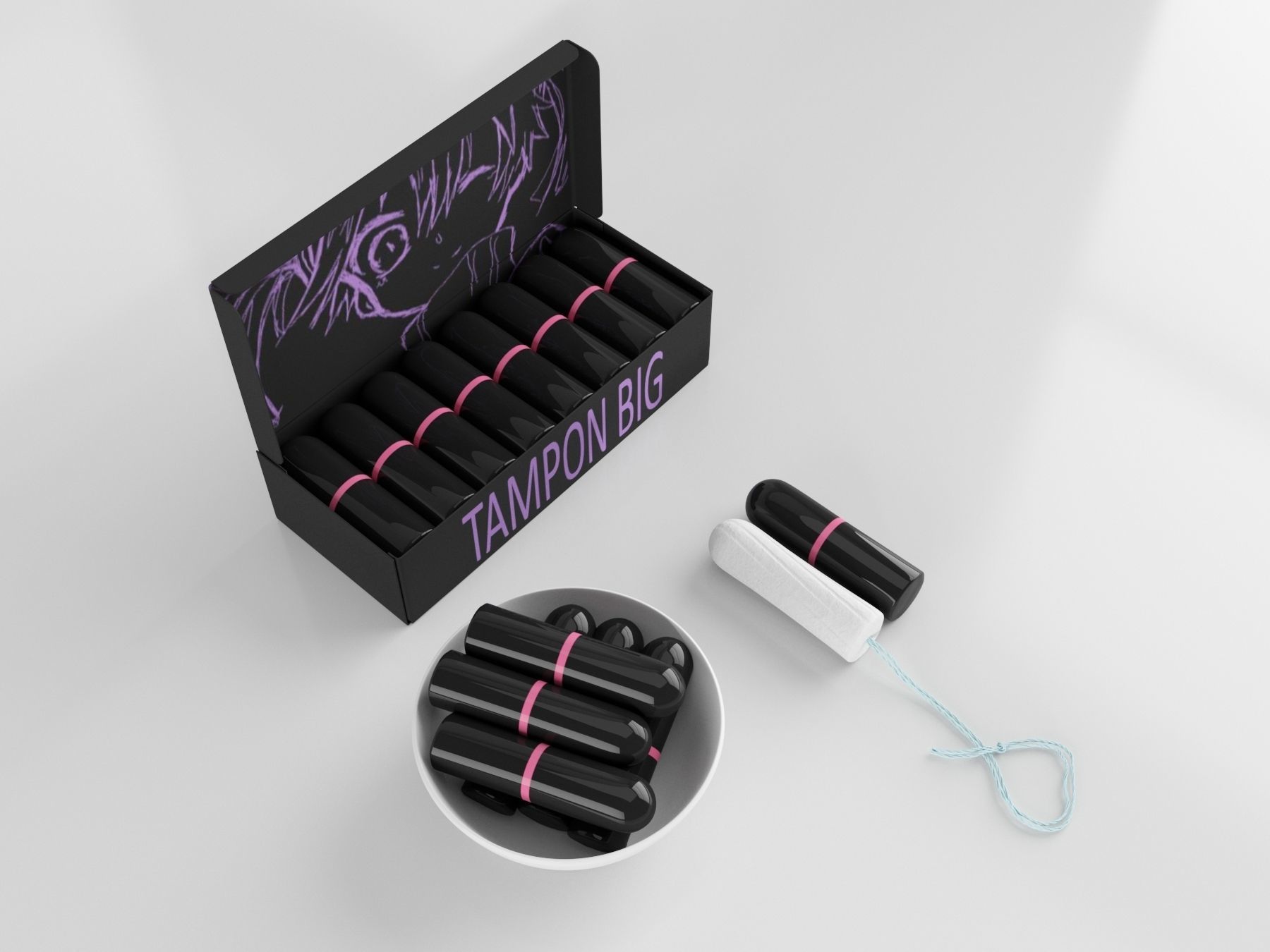 tampon big set 3D model_7