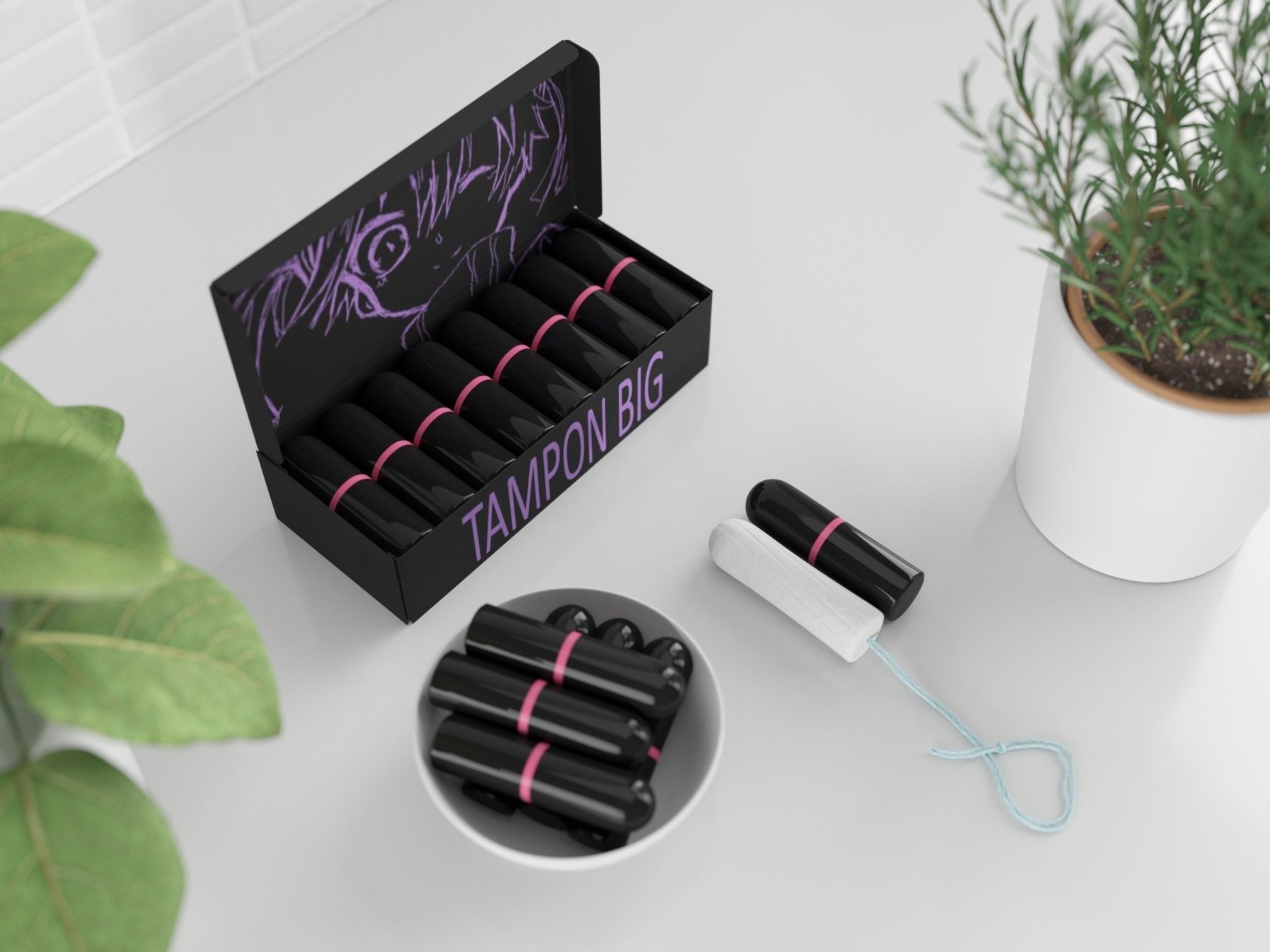 tampon big set 3D model_6