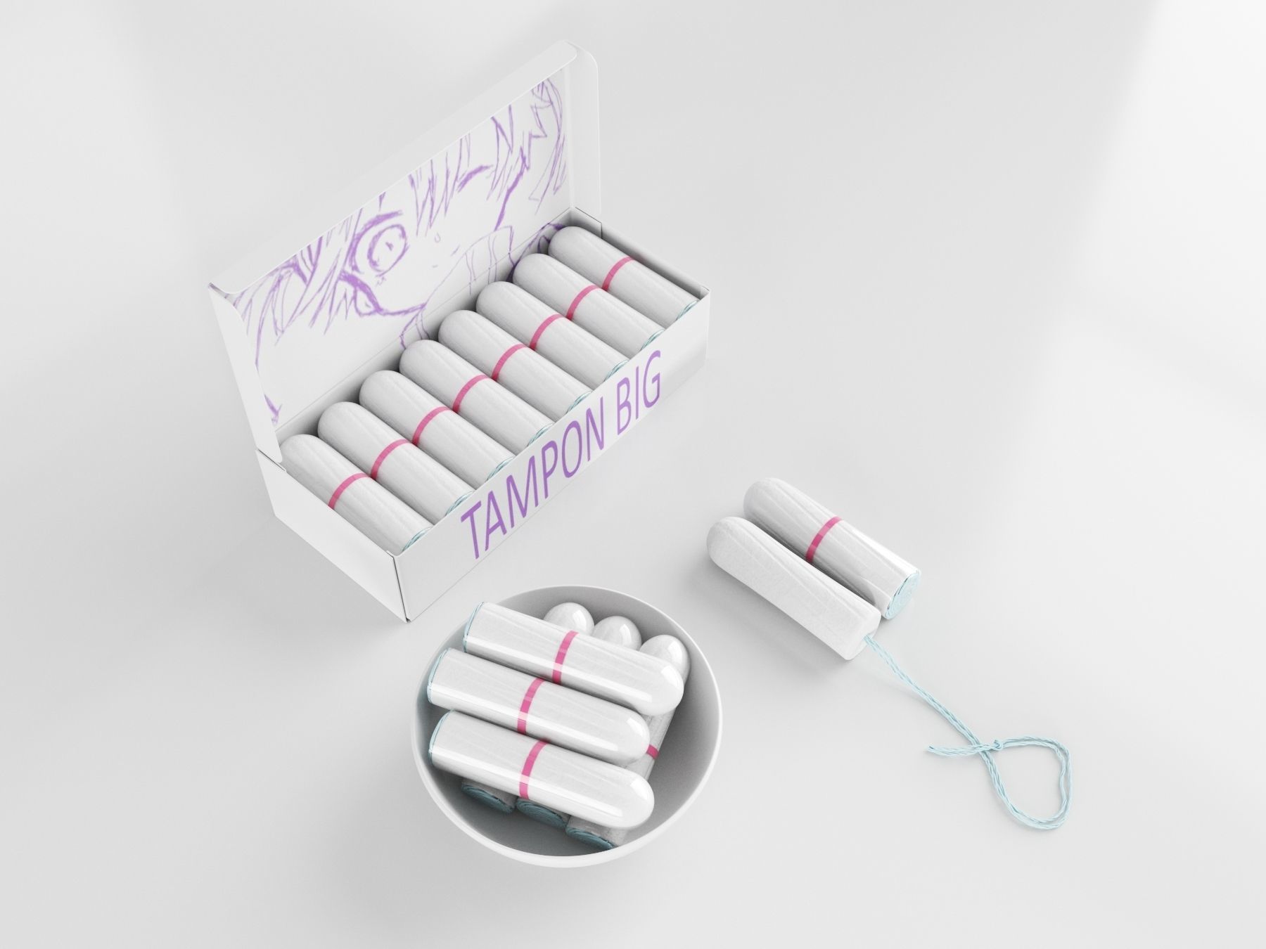 tampon big set 3D model_8