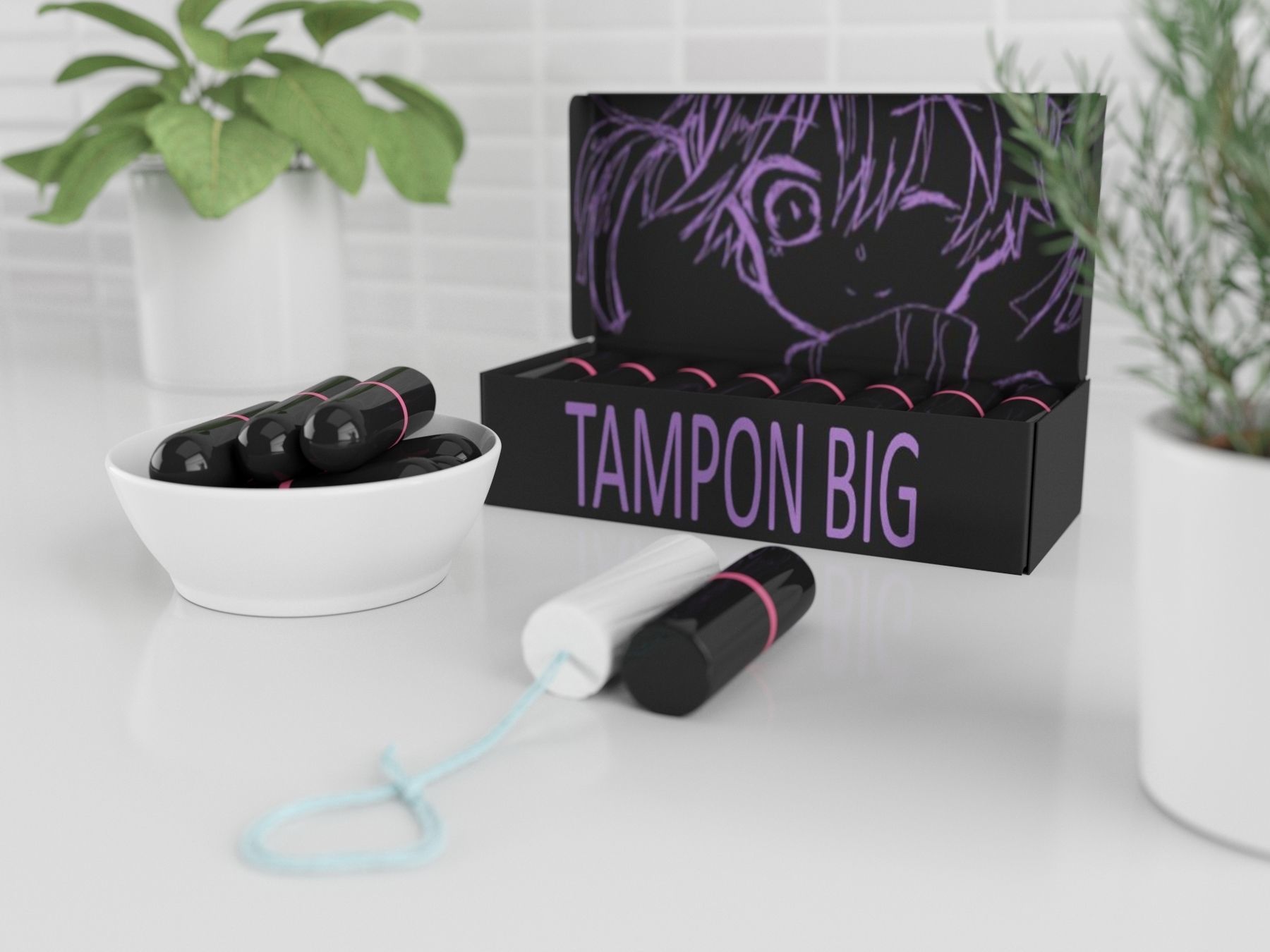 tampon big set 3D model_1