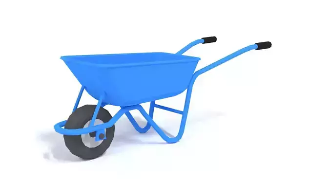 Low Poly Cartoon Wheelbarrow