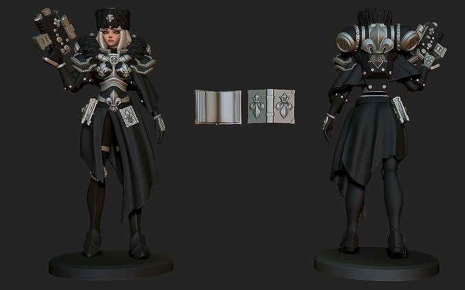 Space nun anime figurine 3D print model