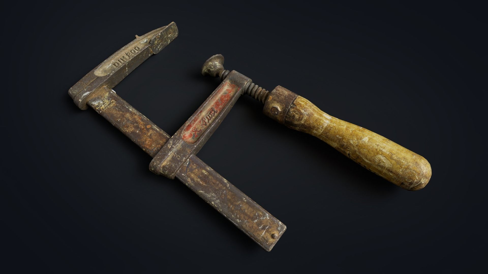 Old clamp Low-poly 3D model_1