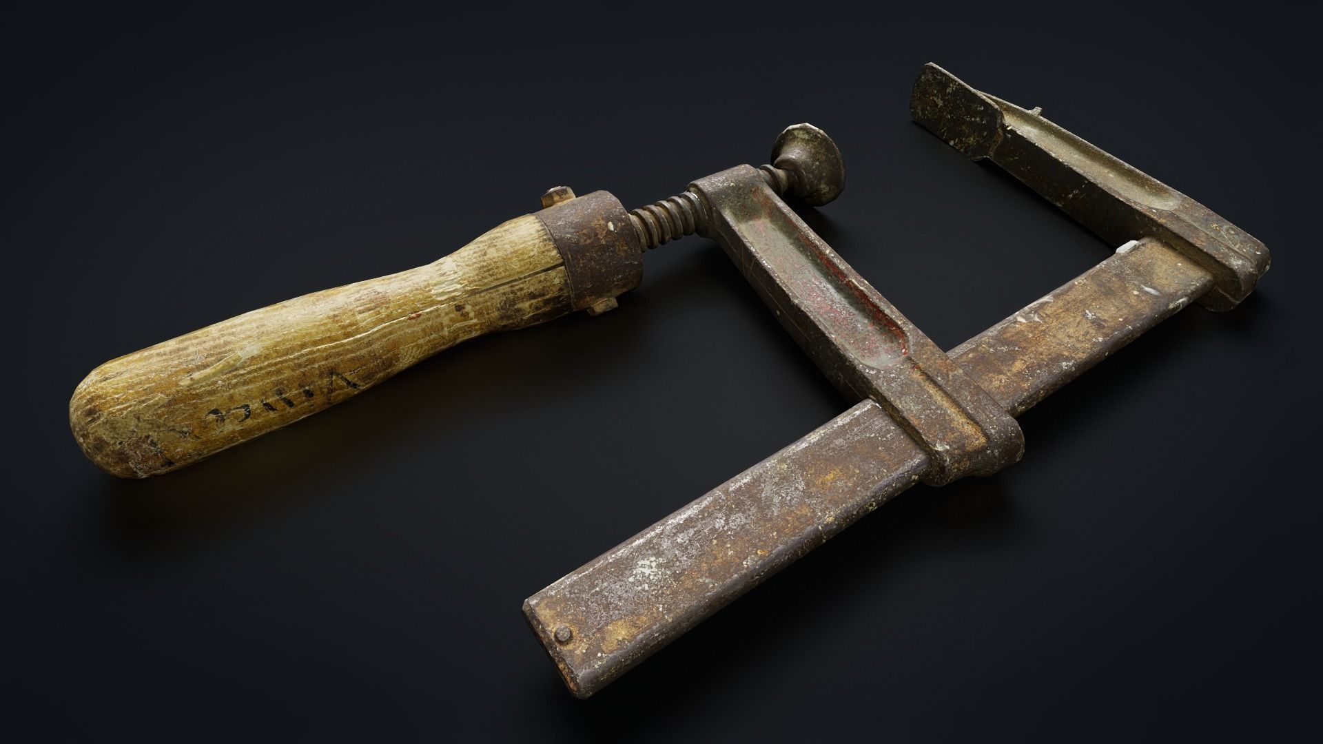 Old clamp Low-poly 3D model_7