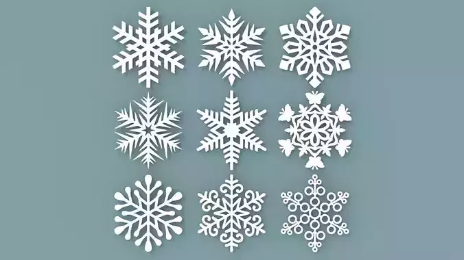 Snowflaskes pack 3D print model