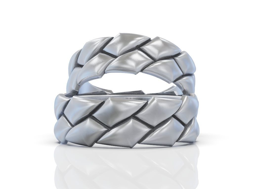Wedding rings band set 3D print model_5