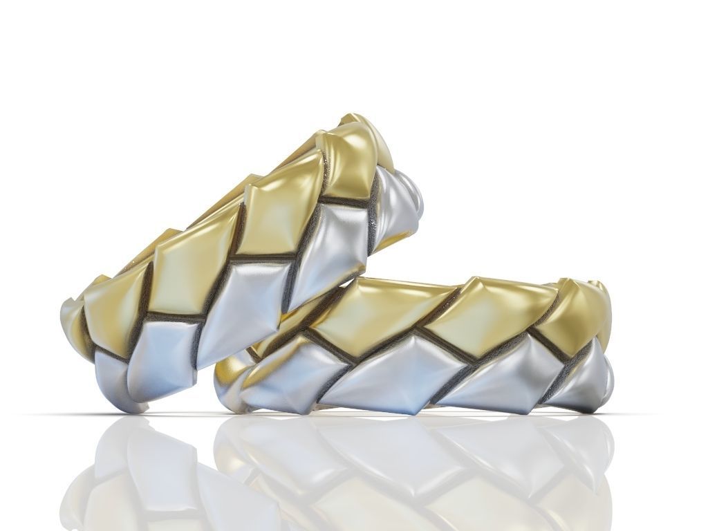 Wedding rings band set 3D print model_8