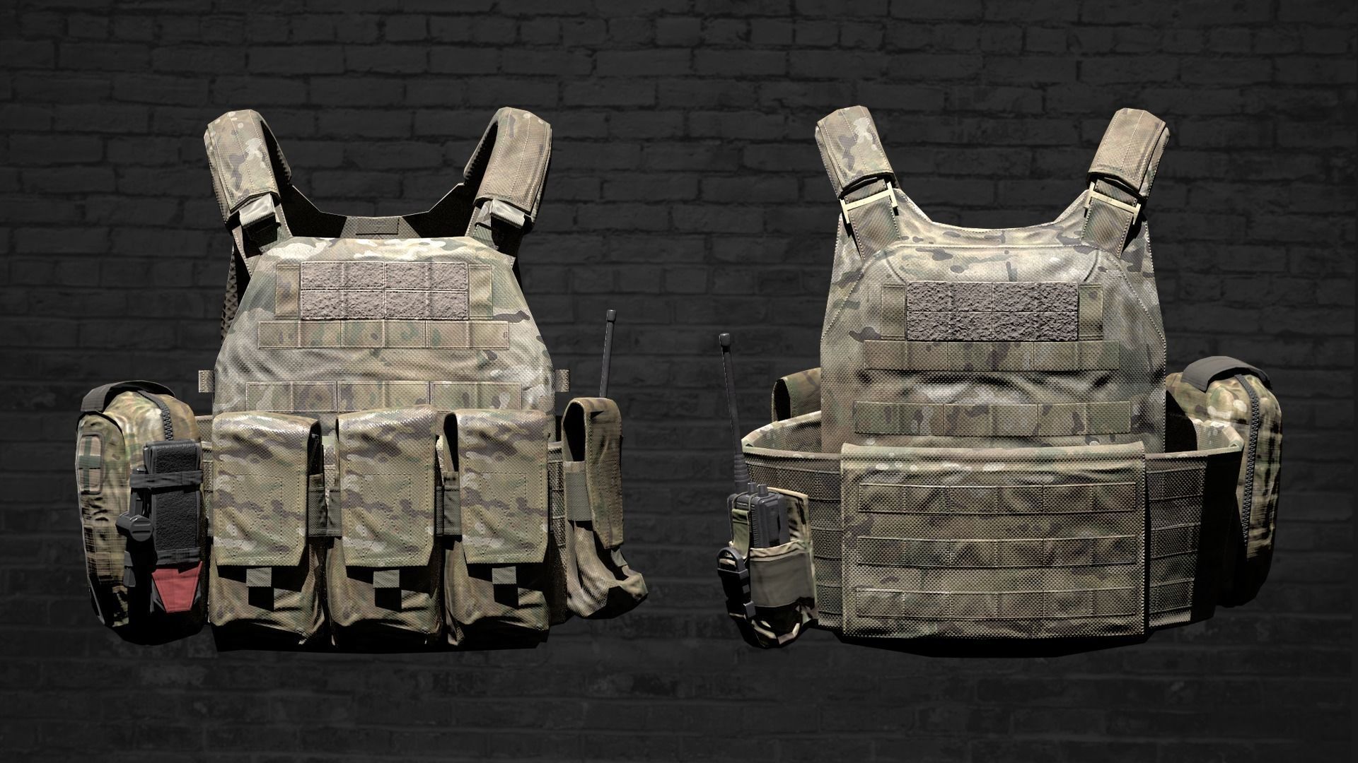 MILITARY WAS DCS Plate Carrier Vest V1 Low-poly 3D model_7